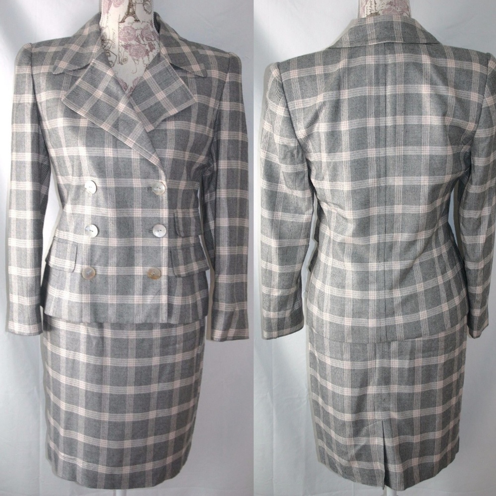Linda Allard Ellen Tracy Gray Pink skirt suit 2P